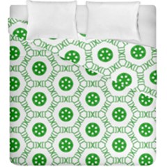 White Background Green Shapes Duvet Cover Double Side (king Size) by Nexatart