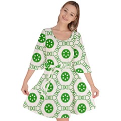 White Background Green Shapes Velour Kimono Dress by Nexatart