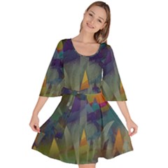 Mountains Abstract Mountain Range Velour Kimono Dress by Nexatart