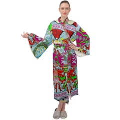 Supersonic Volcanic Splash Maxi Tie Front Velour Kimono by chellerayartisans