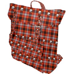 Plaid - Red With Skulls Buckle Up Backpack by WensdaiAmbrose