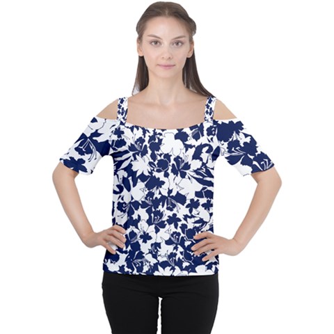 Flowers Garden Textiles Fabric Cutout Shoulder Tee by Pakrebo