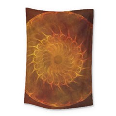 Orange Warm Hues Fractal Chaos Small Tapestry by Pakrebo