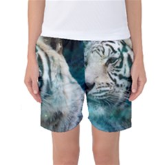 White Tiger Women s Basketball Shorts by snowwhitegirl