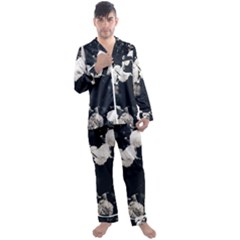 High Contrast Black And White Snowballs Ii Men s Satin Pajamas Long Pants Set by okhismakingart