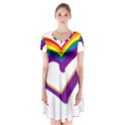 Rainbow Heart Colorful LGBT Rainbow Flag Colors Gay Pride Support Short Sleeve V-neck Flare Dress View1