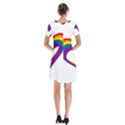 Rainbow Heart Colorful LGBT Rainbow Flag Colors Gay Pride Support Short Sleeve V-neck Flare Dress View2