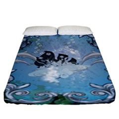 Surfboard With Dolphin Fitted Sheet (king Size) by FantasyWorld7