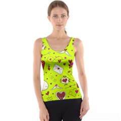 Valentin s Day Love Hearts Pattern Red Pink Green Tank Top by EDDArt