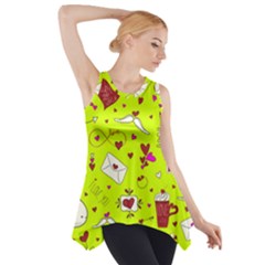 Valentin s Day Love Hearts Pattern Red Pink Green Side Drop Tank Tunic by EDDArt