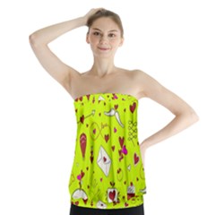 Valentin s Day Love Hearts Pattern Red Pink Green Strapless Top by EDDArt