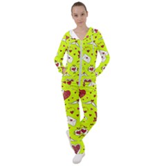 Valentin s Day Love Hearts Pattern Red Pink Green Women s Tracksuit by EDDArt