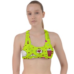 Valentin s Day Love Hearts Pattern Red Pink Green Criss Cross Racerback Sports Bra by EDDArt