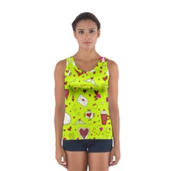 Valentin s Day Love Hearts Pattern Red Pink Green Sport Tank Top  by EDDArt