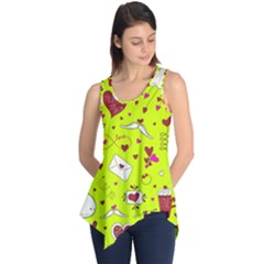 Valentin s Day Love Hearts Pattern Red Pink Green Sleeveless Tunic by EDDArt