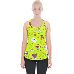 Valentin s Day Love Hearts Pattern Red Pink Green Piece Up Tank Top by EDDArt