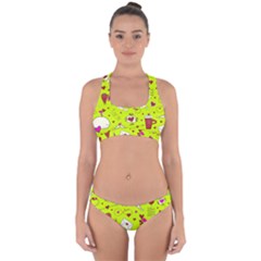 Valentin s Day Love Hearts Pattern Red Pink Green Cross Back Hipster Bikini Set by EDDArt