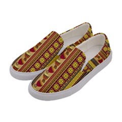 Traditional Africa Border Wallpaper Pattern Colored 4 Women s Canvas Slip Ons by EDDArt