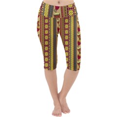 Traditional Africa Border Wallpaper Pattern Colored 4 Lightweight Velour Cropped Yoga Leggings by EDDArt