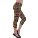 Traditional Africa Border Wallpaper Pattern Colored Lightweight Velour Capri Leggings  View4