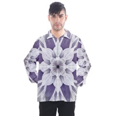 Fractal Floral Pattern Decorative Men s Half Zip Pullover by Pakrebo