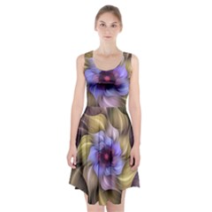 Fractal Flower Petals Colorful Racerback Midi Dress by Pakrebo