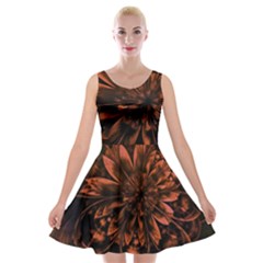 Fractal Painting Flower Texture Velvet Skater Dress by Pakrebo