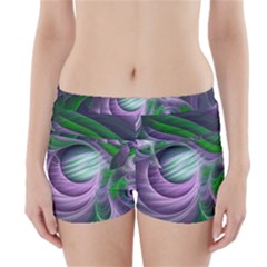 Purple Green Fractal Texture Boyleg Bikini Wrap Bottoms by Pakrebo