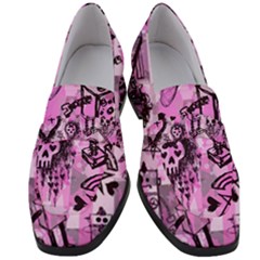 Pink Scene Kid Sketches Women s Chunky Heel Loafers by ArtistRoseanneJones