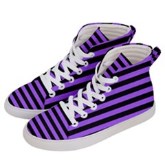 Purple Stripes Women s Hi-top Skate Sneakers by ArtistRoseanneJones