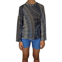 Fractal Spikes Gears Abstract Kids  Long Sleeve Swimwear by Pakrebo