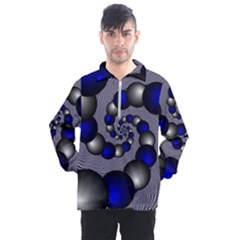 Balls Circles Fractal Silver Blue Men s Half Zip Pullover by Pakrebo