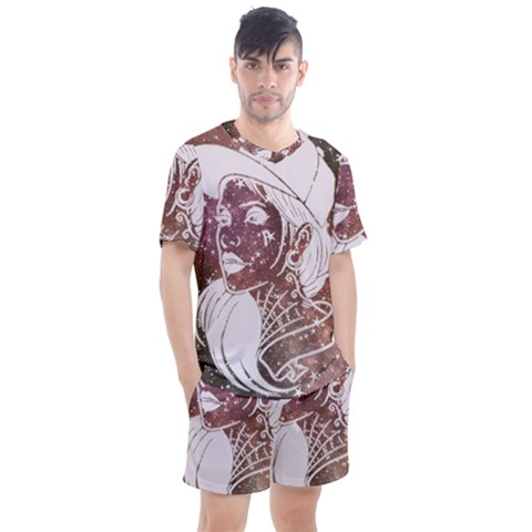 Galaxy Stars Giel Men s Mesh Tee And Shorts Set by snowwhitegirl