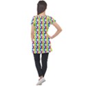 Retro Rainbow Gradient Peace Symbol Puff Sleeve Tunic Top View2