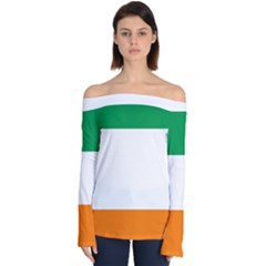 Flag Of Ireland Irish Flag Off Shoulder Long Sleeve Top by FlagGallery