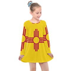 New Mexico Flag Kids  Long Sleeve Dress by FlagGallery