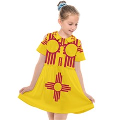 New Mexico Flag Kids  Short Sleeve Shirt Dress by FlagGallery