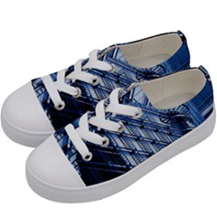 Abstract Architecture Azure Kids  Low Top Canvas Sneakers by Pakrebo