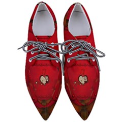 Beautiful Elegant Hearts With Roses Pointed Oxford Shoes by FantasyWorld7