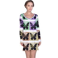 Seamless Wallpaper Butterfly Long Sleeve Nightdress by Pakrebo