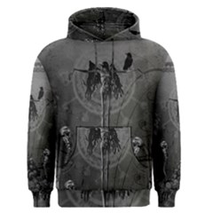 Awesome Crow Skeleton With Skulls Men s Pullover Hoodie by FantasyWorld7