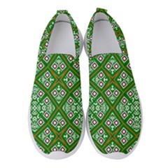 Symmetry Digital Art Pattern Green Women s Slip On Sneakers by Pakrebo