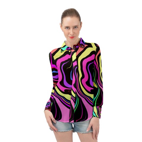 The 80s R Back Long Sleeve Chiffon Shirt by designsbyamerianna