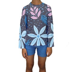 Pattern Nature Color Banner Modern Kids  Long Sleeve Swimwear by Pakrebo