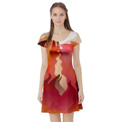 Fire Abstract Cartoon Red Hot Short Sleeve Skater Dress by Pakrebo