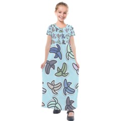 Bananas Repetition Repeat Pattern Kids  Short Sleeve Maxi Dress by Pakrebo