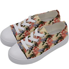 Flower Floral Decoration Pattern Kids  Low Top Canvas Sneakers by Pakrebo