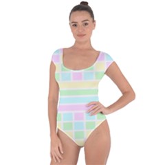 Geometric Pastel Short Sleeve Leotard  by Bajindul