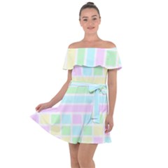 Geometric Pastel Off Shoulder Velour Dress by Bajindul