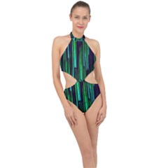 Background Blur Halter Side Cut Swimsuit by Bajindul